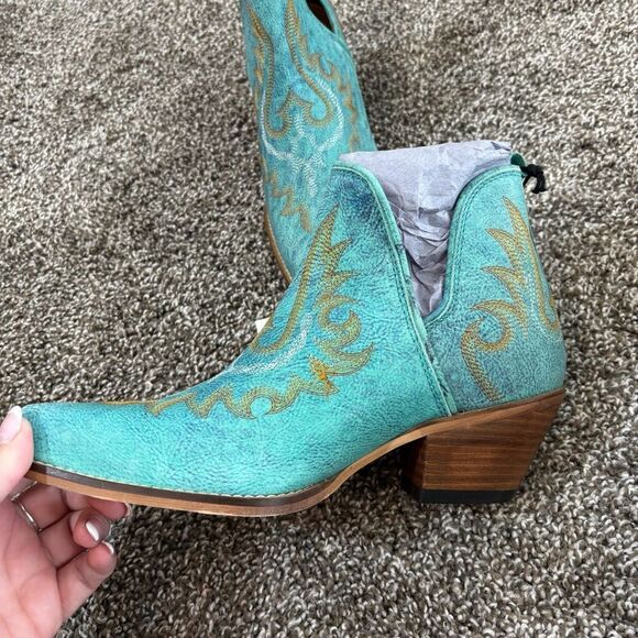 Mayra WESTERLY WESTERN LEATHER BOOTIES NEW in Bag Size 6 Turquoise - Picture 11 of 16